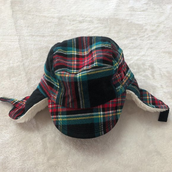 Baby Gap Tartan Plaid Fleece Lined Winter Trapper Hat - Picture 2 of 8